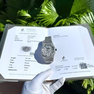 Audemars Piguet Royal Oak Blue Arabic Dial Iced Out Moissanite Super Clone 41mm - Image 7