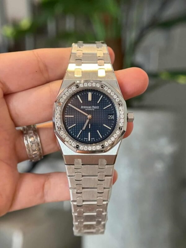 Audemars Piguet Royal Oak Jumbo 16202ST Blue Dial Custom Moissanite Bezel Best Replica ZF 39mm - Image 1