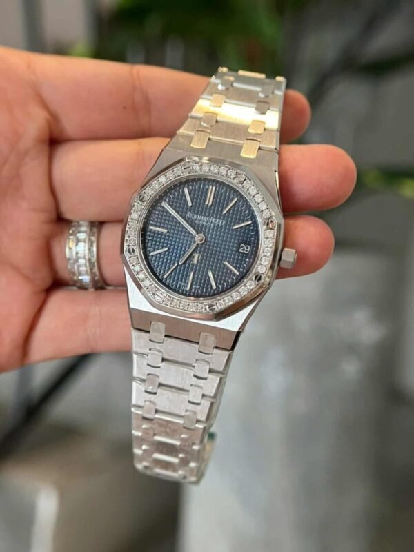 Audemars Piguet Royal Oak Jumbo 16202ST Blue Dial Custom Moissanite Bezel Best Replica ZF 39mm - Image 4