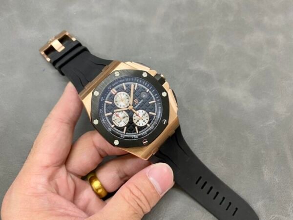 Audemars Piguet Royal Oak Offshore Chronograph 26400RO Rose Gold Ceramic Bezel Black Dial Best Replica APF 44mm - Image 1