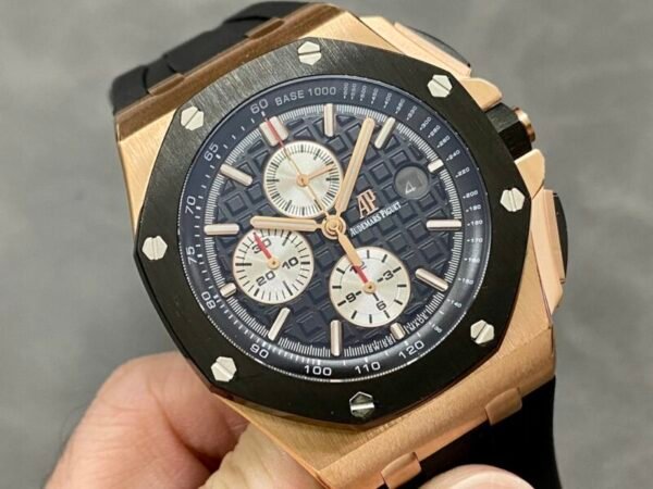 Audemars Piguet Royal Oak Offshore Chronograph 26400RO Rose Gold Ceramic Bezel Black Dial Best Replica APF 44mm - Image 3