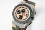 Audemars Piguet Royal Oak Offshore Chronograph 26400SO Beige Dial Green Ceramic Bezel Rubber Best Replica APF 44mm - Image 3