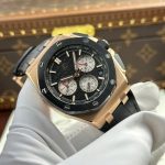 Audemars Piguet Royal Oak Offshore Chronograph 26420RO Rose Gold Black Dial Leather Strap Best Replica 43mm - Image 3