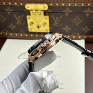 Audemars Piguet Royal Oak Offshore Chronograph 26420RO Rose Gold Black Dial Leather Strap Best Replica 43mm - Image 6