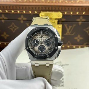 Audemars Piguet Royal Oak Offshore Chronograph 26420SO Smoked Taupe Dial Leather Strap Best Replica 43mm - Image 5