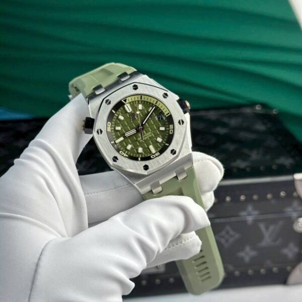Audemars Piguet Royal Oak Offshore Diver 15720ST Khaki Green Dial Rubber Best Replica APSF 42mm - Image 2