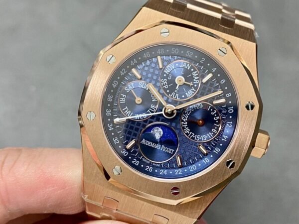 Audemars Piguet Royal Oak Perpetual Calendar 26574OR Rose Gold Blue Dial Best Replica 41mm - Image 3