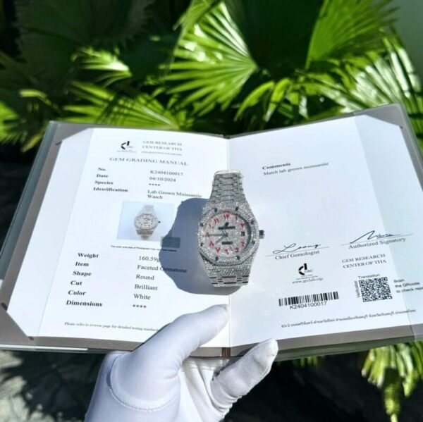 Audemars Piguet Royal Oak Red Arabic Numerals Iced Out Moissanite Super Clone 41m - Image 1