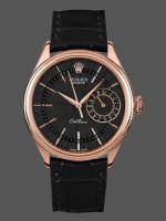 Rolex Cellini Date 50515 Rose Gold Black Index Dial 39mm Mens Replica Watch