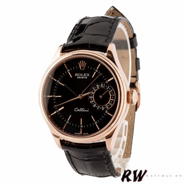 Rolex Cellini Date 50515 Rose Gold Black Index Dial 39mm Mens Replica Watch - Image 2