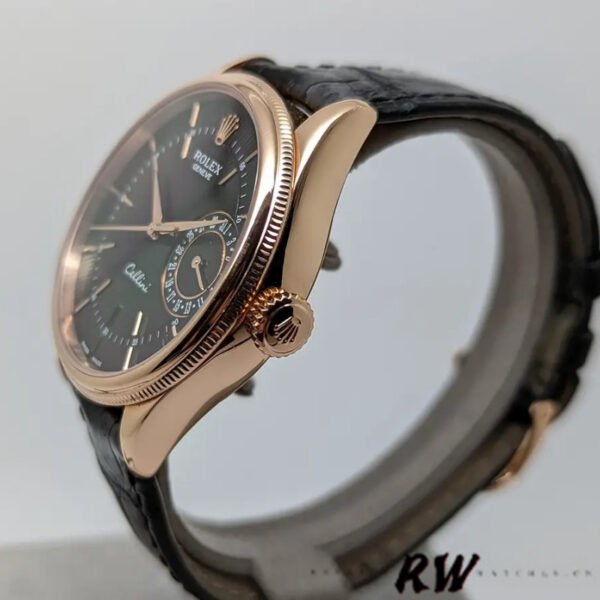 Rolex Cellini Date 50515 Rose Gold Black Index Dial 39mm Mens Replica Watch - Image 3