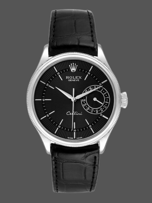 Rolex Cellini Date 50519 Black Leather Black Dial 39mm Mens Replica Watch - Image 1