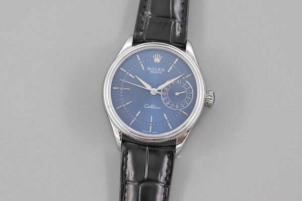 Rolex Cellini Date 50519 Blue Dial Blue Leather Strap 39MM Mens Replica Watch - Image 2