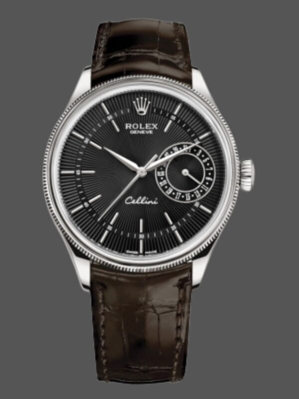 Rolex Cellini Date 50519 Brown Leather Black Dial 39mm Mens Replica Watch - Image 1