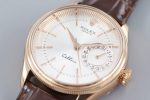 Rolex Cellini Date Rose Gold Silver Crocodile Leather Strap 50515 39mm Mens Replica Watch - Image 4