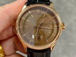 Rolex Cellini Dual Time 50525 Brown Guilloche Dial Black Leather Strap 39mm Mens Replica Watch - Image 3