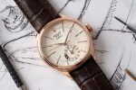 Rolex Cellini Dual Time 50525 Silver Dial Brown Leather Strap 39mm Mens Replica Watch - Image 2