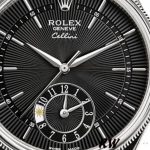 Rolex Cellini Dual Time 50529 Black Dial Brown Leather Strap 39mm Mens Replica Watch - Image 2