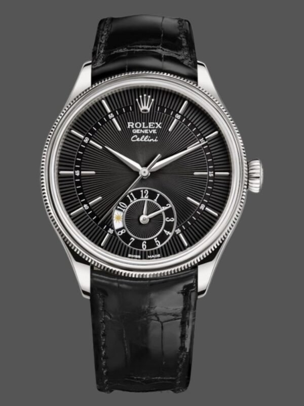 Rolex Cellini Dual Time 50529 Black Guilloche Dial 39mm Mens Replica Watch - Image 1