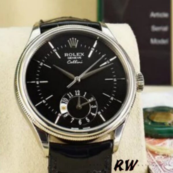 Rolex Cellini Dual Time 50529 Black Guilloche Dial 39mm Mens Replica Watch - Image 2
