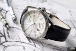 Rolex Cellini Dual Time 50529 Silver Sunburst Dial Brown Leather Strap 39mm Mens Replica Watch - Image 4