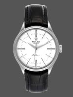 Rolex Cellini Time 50509 Black Leather Strap White Dial 39mm Mens Replica Watch