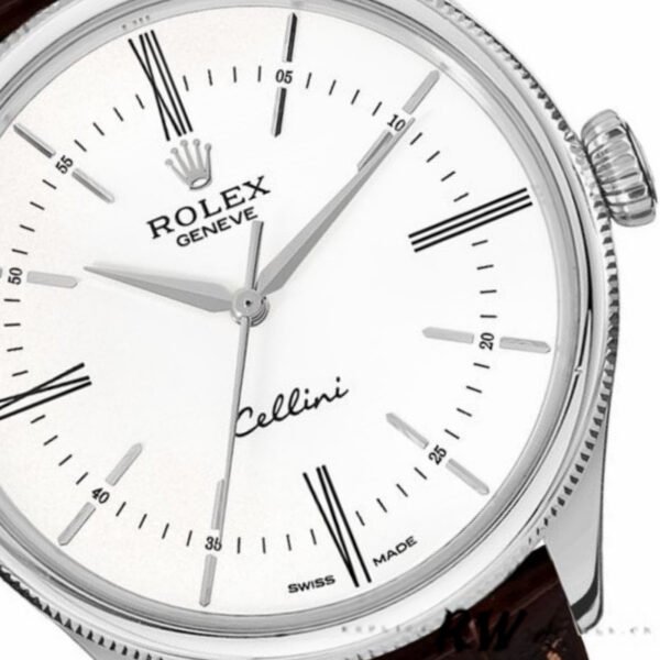 Rolex Cellini Time 50509 Brown Leather Strap White Dial 39mm Mens Replica Watch - Image 2