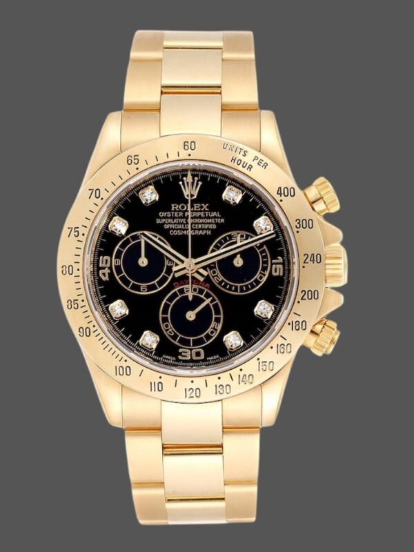Rolex Cosmograph Daytona 116528 Black Diamond Dial 40MM Mens Replica Watch - Image 1