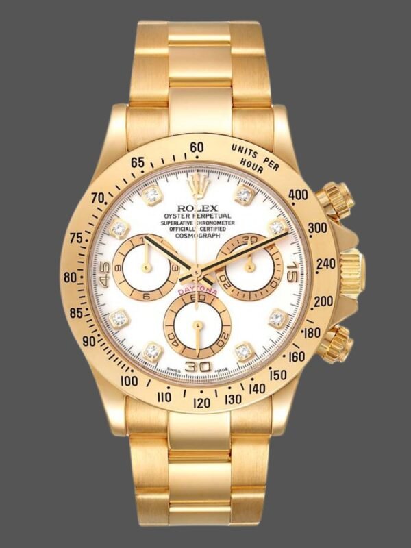 Rolex Cosmograph Daytona 116528 White Diamond Dial 40MM Mens Replica Watch - Image 1