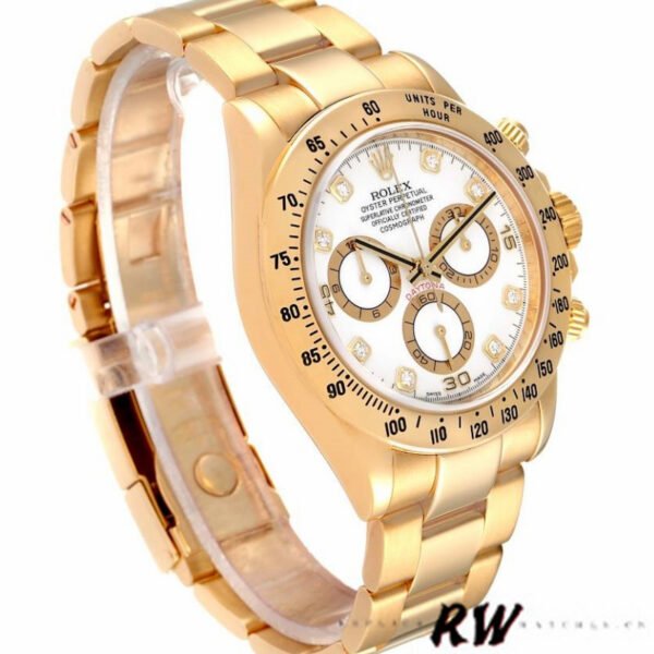 Rolex Cosmograph Daytona 116528 White Diamond Dial 40MM Mens Replica Watch - Image 2