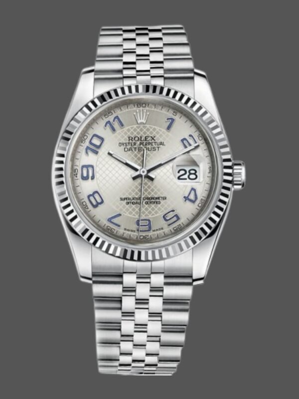 Rolex Datejust 116234 Silver Dial Blue Arabic Numeral Hour Markers 36mm Unisex Replica Watch - Image 1