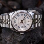 Rolex Datejust 116234 Silver Dial Blue Arabic Numeral Hour Markers 36mm Unisex Replica Watch - Image 3