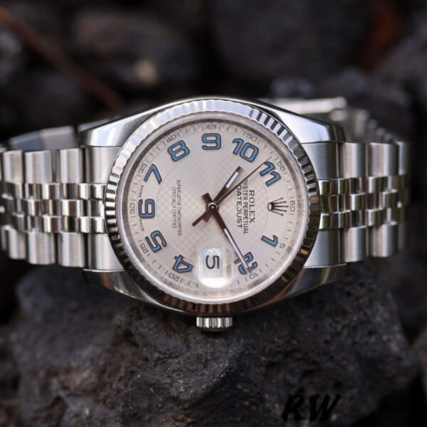 Rolex Datejust 116234 Silver Dial Blue Arabic Numeral Hour Markers 36mm Unisex Replica Watch - Image 3