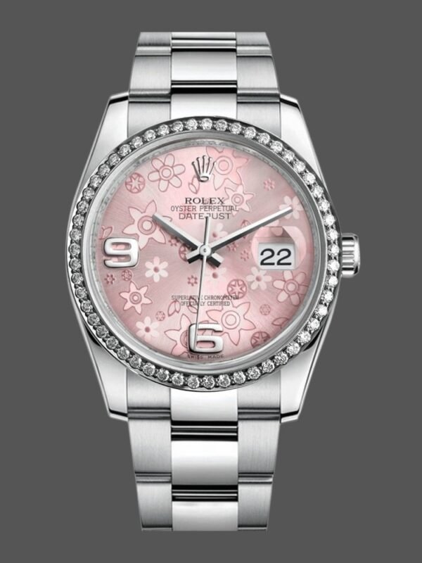 Rolex Datejust 116244 Stainless Steel Pink Floral Dial 36mm Lady Replica Watch - Image 1