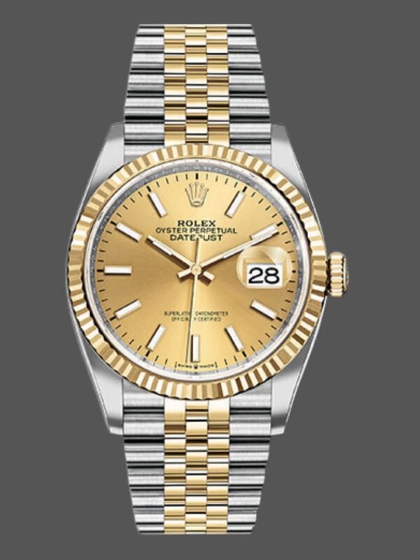 Rolex Datejust 126233 Champagne Index Dial Fluted Bezel 36MM Unisex Replica Watch - Image 1