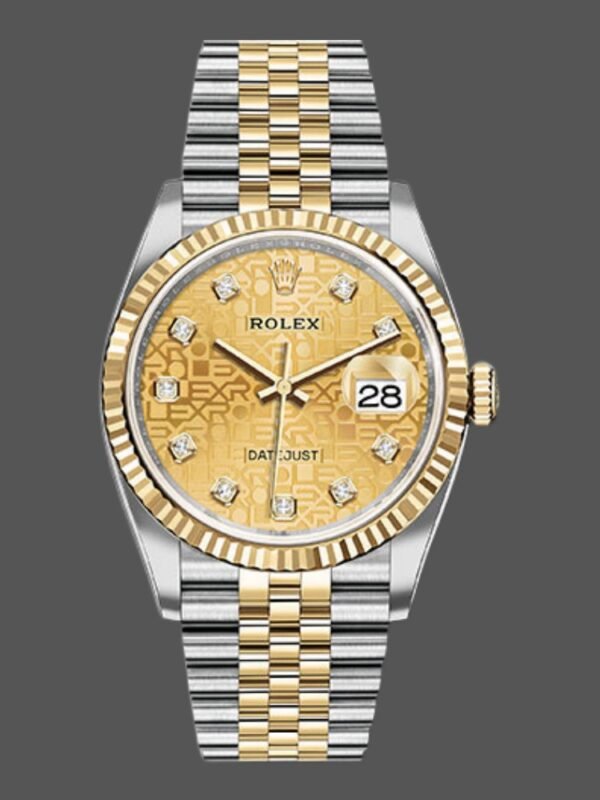 Rolex Datejust 126233 Champagne Jubilee Dial Fluted Bezel 36MM Unisex Replica Watch - Image 1