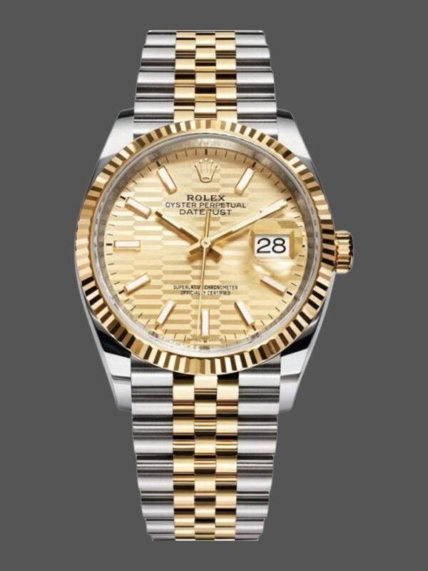 Rolex Datejust 126233 Champagne Motif dial Fluted Bezel 36MM Unisex Replica Watch - Image 1