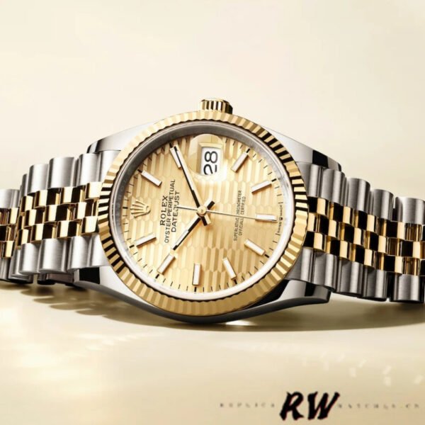 Rolex Datejust 126233 Champagne Motif dial Fluted Bezel 36MM Unisex Replica Watch - Image 4