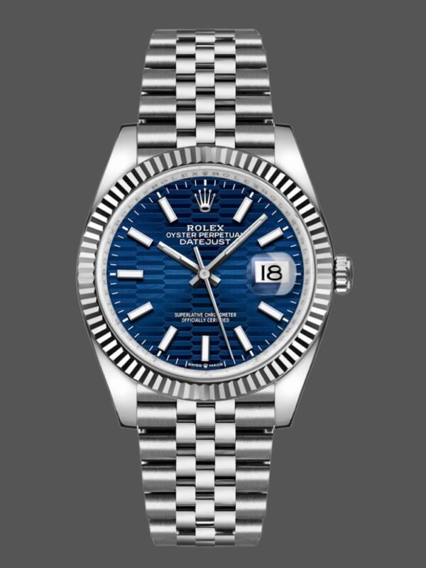 Rolex Datejust 126234 Fluted Bezel Blue Fluted Motif Dial 36MM Unisex Replica Watch - Image 1