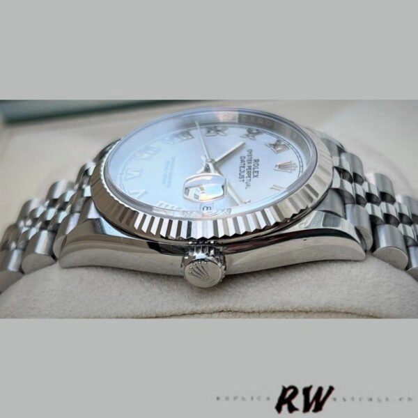 Rolex Datejust 126234 Fluted Bezel White Roman Dial 36MM Unisex Replica Watch - Image 4