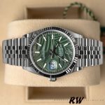 Rolex Datejust 126234 Olive Green Palm Motif Dial 36MM Unisex Replica Watch - Image 4