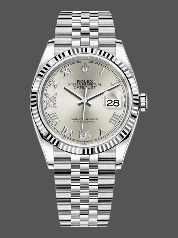 Rolex Datejust 126234 Silver Diamond Roman Dial 36MM Unisex Replica Watch - Image 1