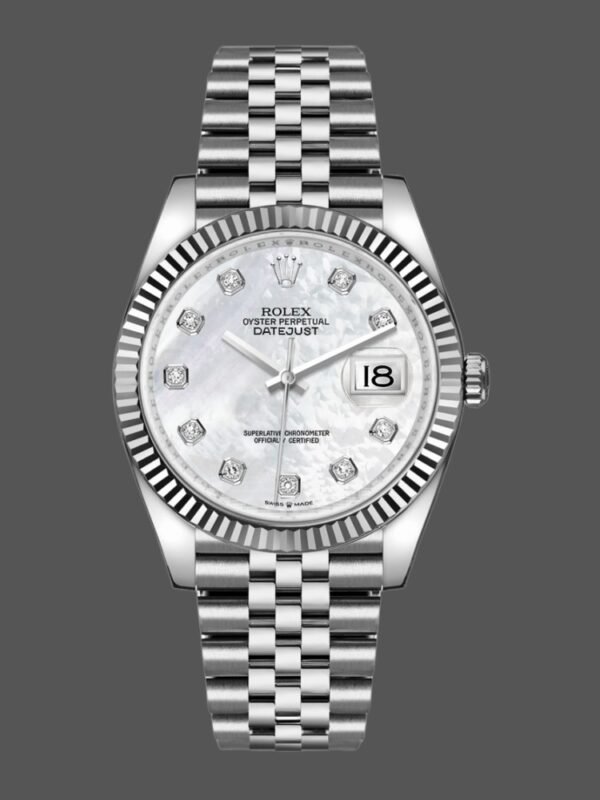 Rolex Datejust 126234 White Mother of Pearl Diamonds Dial 36MM Unisex Replica Watch - Image 1