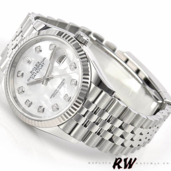Rolex Datejust 126234 White Mother of Pearl Diamonds Dial 36MM Unisex Replica Watch - Image 3