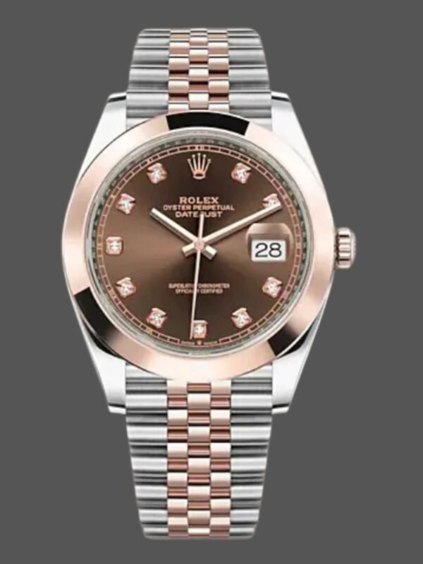 Rolex Datejust 126301 Rose Gold Chocolate Brown Diamonds Dial 41MM Mens Replica Watch - Image 1