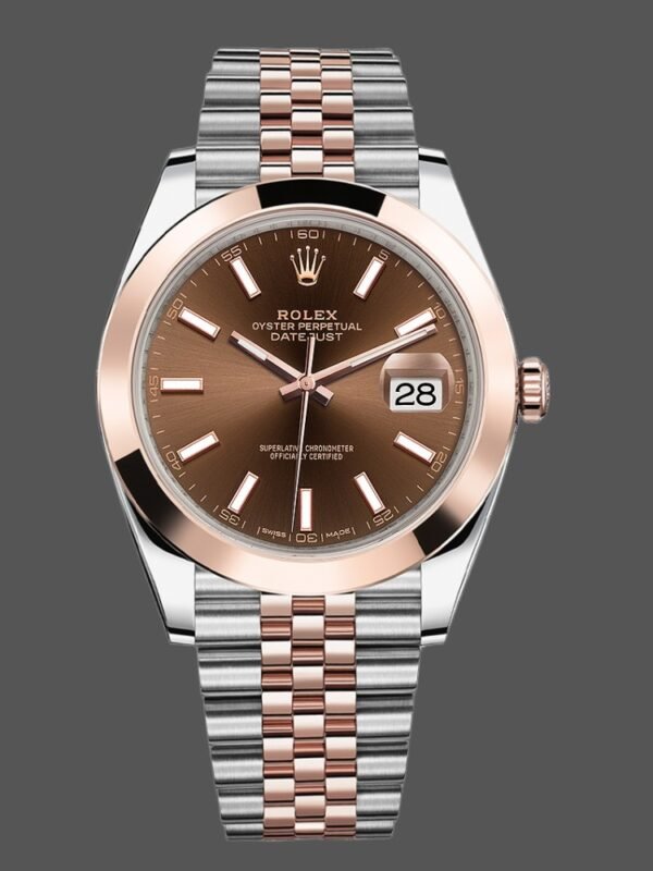 Rolex Datejust 126301 Rose Gold Chocolate Brown Index Dial 41MM Mens Replica Watch - Image 1