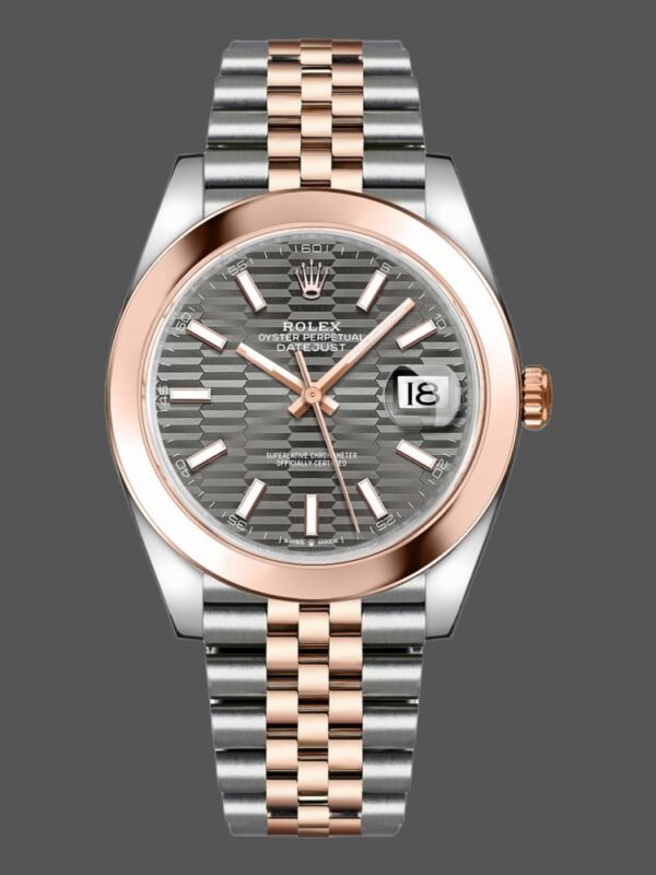 Rolex Datejust 126301 Rose Gold Slate Grey Fluted Motif Dial 41MM Mens Replica Watch - Image 1