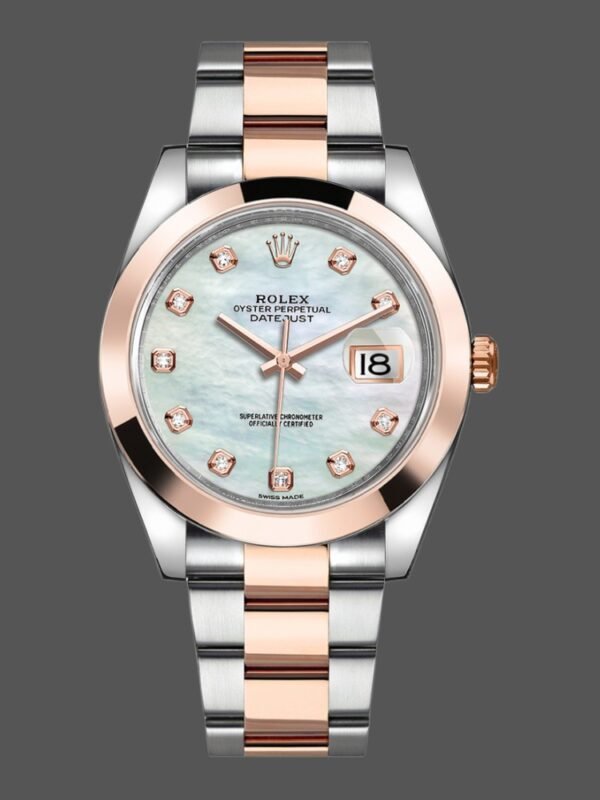 Rolex Datejust 126301 White MOP Diamond Dial Steel Rose Gold 41MM Mens Replica Watch - Image 1