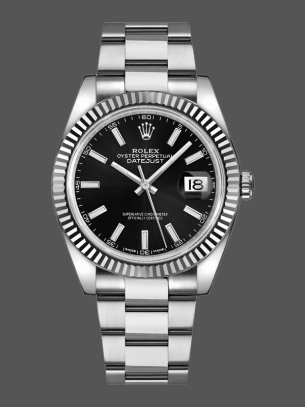 Rolex Datejust 126334 Fluted Bezel Black Dial 41MM Mens Replica Watch - Image 1