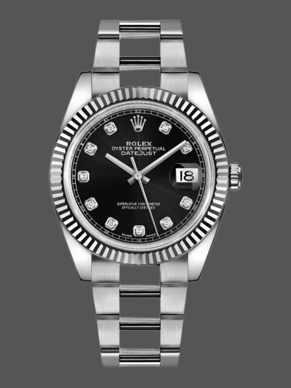 Rolex Datejust 126334 Fluted Bezel Black Diamond Dial 41MM Mens Replica Watch - Image 1